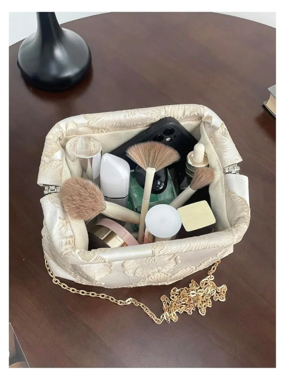Women's Evening Clutch Bag Floral Kiss Lock Chain Shoulder Purse Wedding Guest